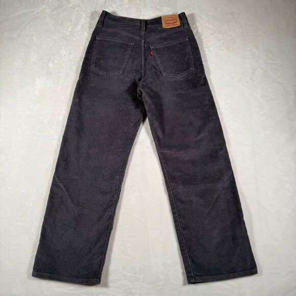Levis Ribcage Straight Ankle Pants Women Size 27 Gray Corduroy High Rise 28x26 - Picture 13 of 16